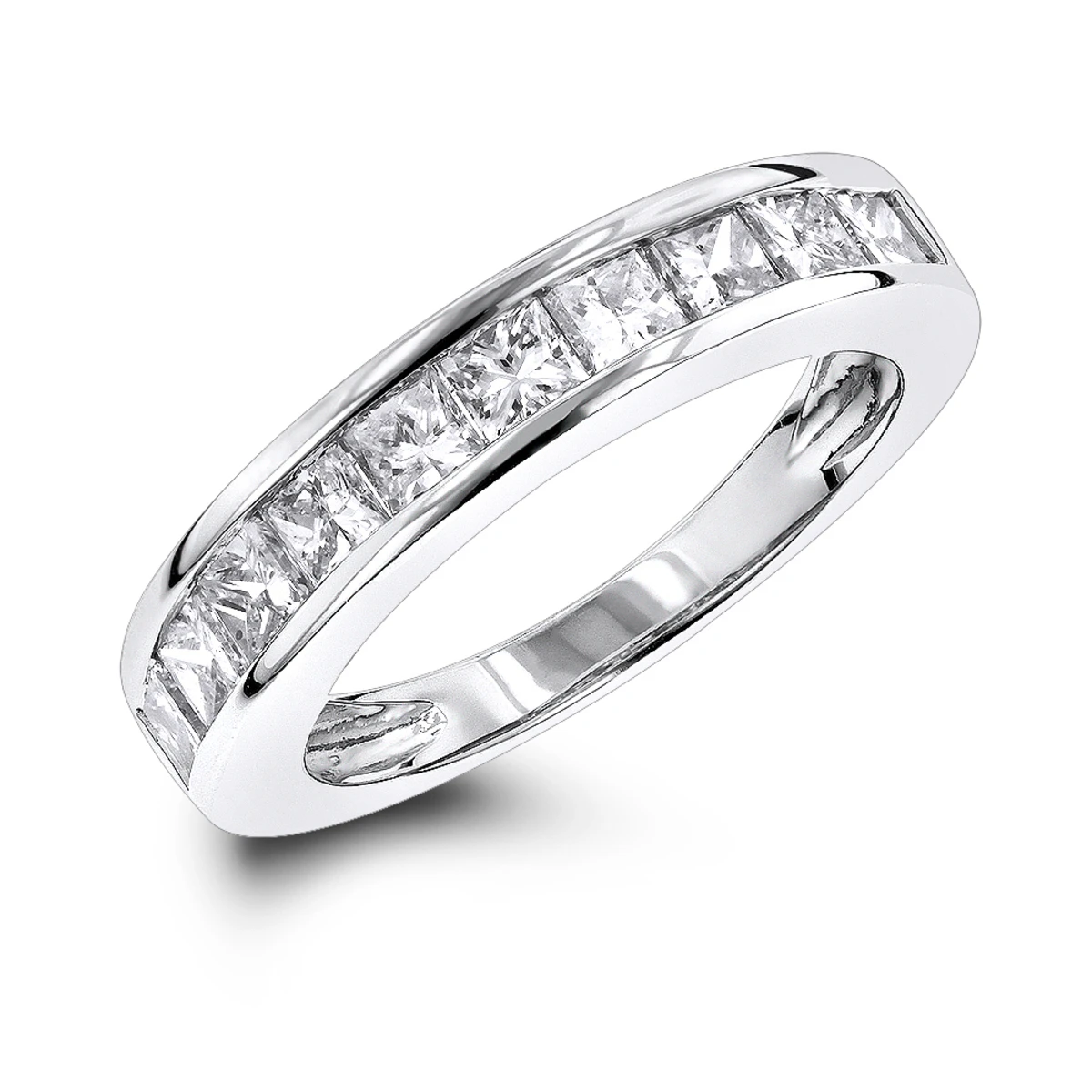 Luxurman 1 Row Princess Cut Diamond Wedding Band 1.6ct G/VS 14K White Gold 3 Luxurman 1 Row Princess Cut Diamond Wedding Band 1.6ct G/VS 14K White Gold