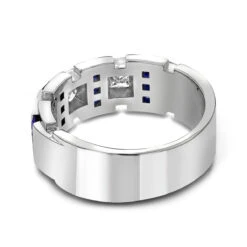 Luxurman 18K White Gold Unique Diamond And Sapphires Wedding Band For Men -Its Hot Jewelry Shop luxurman wedding rings 18k gold unique diamond and sapphires band for men backwh