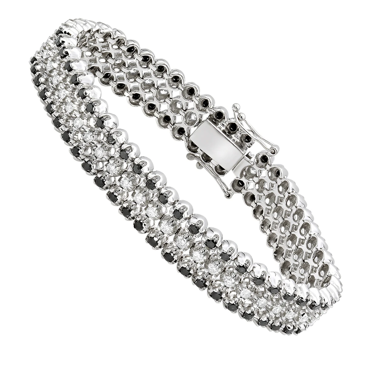 Luxurman White And Black Diamond Tennis Bracelet For Men 10K White Gold 8.5ct 3 Luxurman White And Black Diamond Tennis Bracelet For Men 10K White Gold 8.5ct