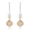 Luxurman White Yellow Pink Diamond Drop Earrings For Women 1.4ct 14K Gold