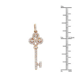 Luxurman Women's Diamond Diamond Key Pendant 18K Rose Gold 0.85ct -Its Hot Jewelry Shop luxurman womens diamond pendants diamond key pendant in 18k gold 075ct rulerro