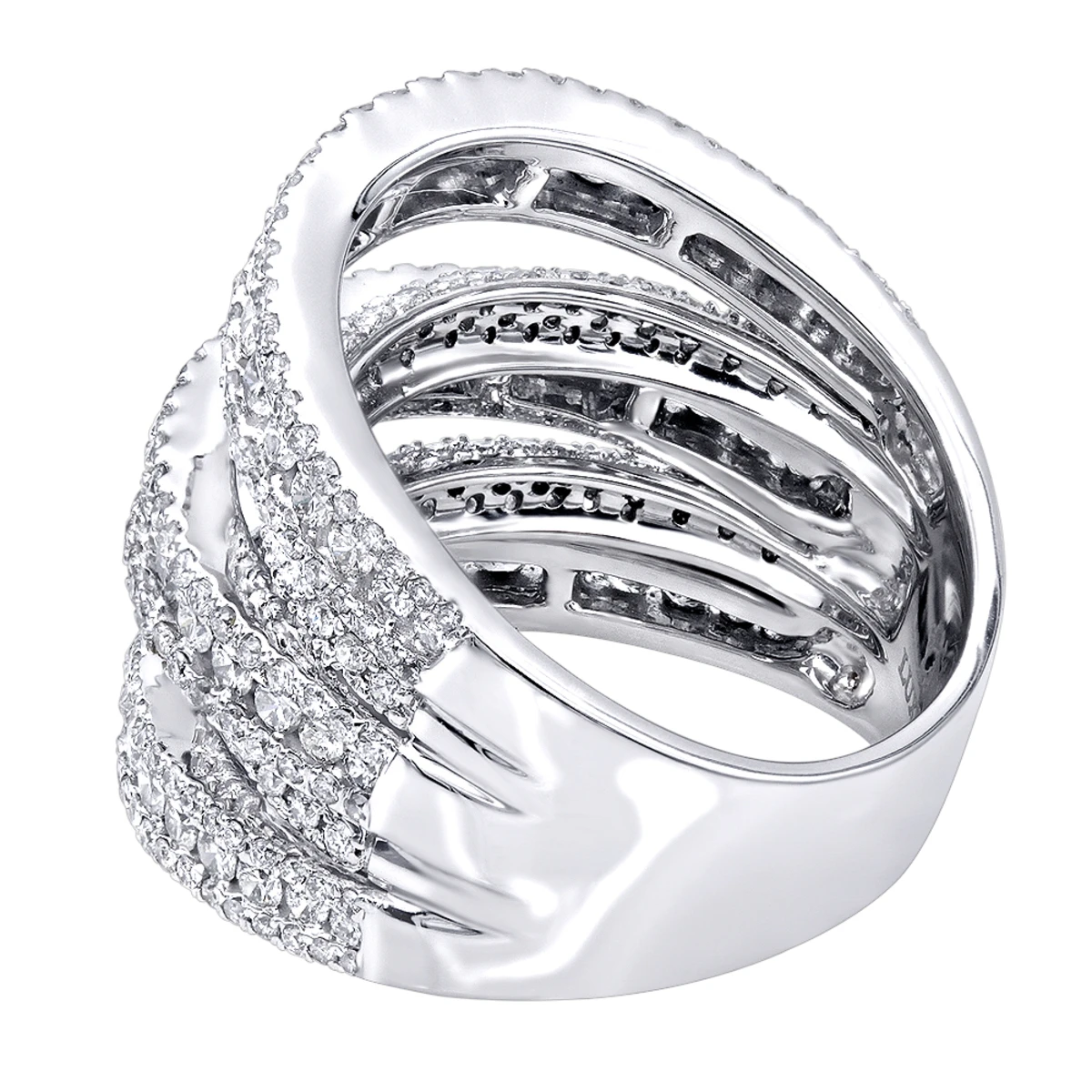 Luxurman Women's Oversized Fashion Cocktail Ring With Diamonds 3.75 14K White Gold 6 Luxurman Women's Oversized Fashion Cocktail Ring With Diamonds 3.75 14K White Gold - Image 4
