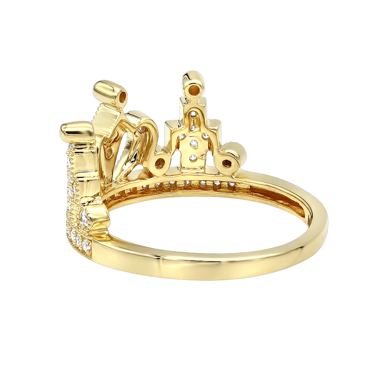 Luxurman Women's 14K Yellow Gold Queen Crown Ring With Diamonds 0.35ct 6 Luxurman Women's 14K Yellow Gold Queen Crown Ring With Diamonds 0.35ct - Image 4