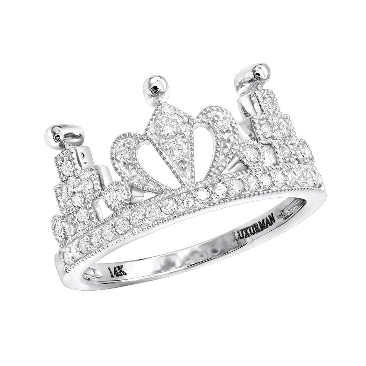 Luxurman Women's 14K Yellow Gold Queen Crown Ring With Diamonds 0.35ct 4 Luxurman Women's 14K Yellow Gold Queen Crown Ring With Diamonds 0.35ct - Image 2