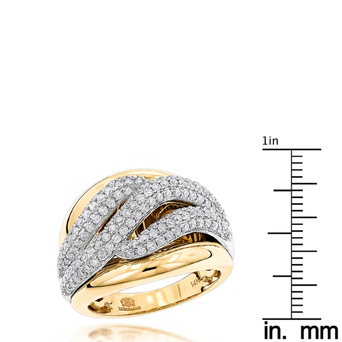 Massive Women's Diamond Wave Cocktail Ring 14K Yellow Gold 1.25ct 8 Massive Women's Diamond Wave Cocktail Ring 14K Yellow Gold 1.25ct - Image 6