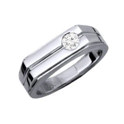 Men's 0.5 Carat Solitaire Diamond Ring | Unique Platinum Wedding Band