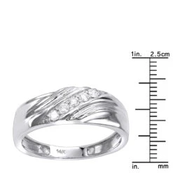 Men's 14K White Gold 5 Stone Diamond Wedding Band 0.20ct -Its Hot Jewelry Shop mens 14k 5 stone diamond wedding band 020ct p 22527 rulerwh