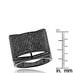 Men's 14K Black Plated Gold Black On Black Diamond Ring 1 Ct -Its Hot Jewelry Shop mens 14k black on black diamond ring 128ct p 22403 ruler