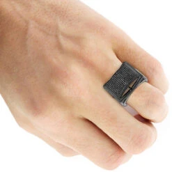 Men's 14K Black Plated Gold Black On Black Diamond Ring 1 Ct -Its Hot Jewelry Shop mens 14k black on black diamond ring 128ct p 22403bod