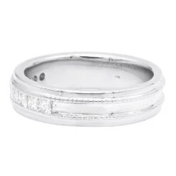 Men's 14K White Gold 10 Year Anniversary Ring 1 Carat Princess Diamonds Wedding Band -Its Hot Jewelry Shop mens 14k gold 10 year anniversary ring 1 carat princess diamonds wedding band 004894 w back white
