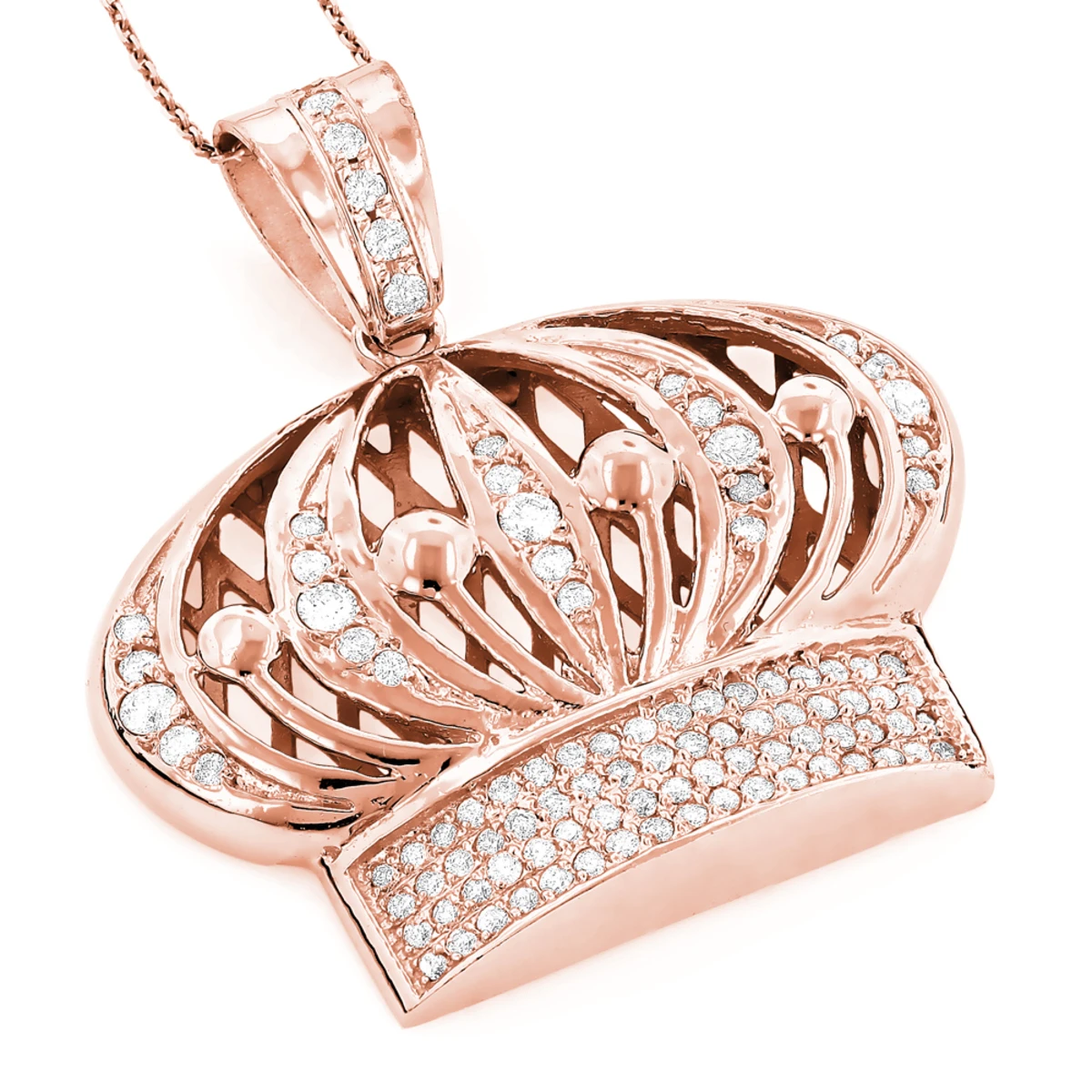 Men's 14K White Gold Crown Diamond Pendant 1.37ct 5 Men's 14K White Gold Crown Diamond Pendant 1.37ct - Image 3