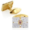 Men's 14K Yellow Gold Diamond Amethyst Cufflinks 2.5ct -Its Hot Jewelry Shop mens 14k gold diamond amethyst cufflinks 25ct 1