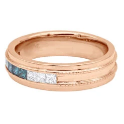 Men's 14K White Gold White Blue Diamond Wedding Band 0.98ct -Its Hot Jewelry Shop mens 14k gold white blue diamond wedding band 098ct p 6432 backro