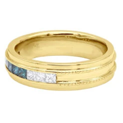 Men's 14K White Gold White Blue Diamond Wedding Band 0.98ct -Its Hot Jewelry Shop mens 14k gold white blue diamond wedding band 098ct p 6432 backye