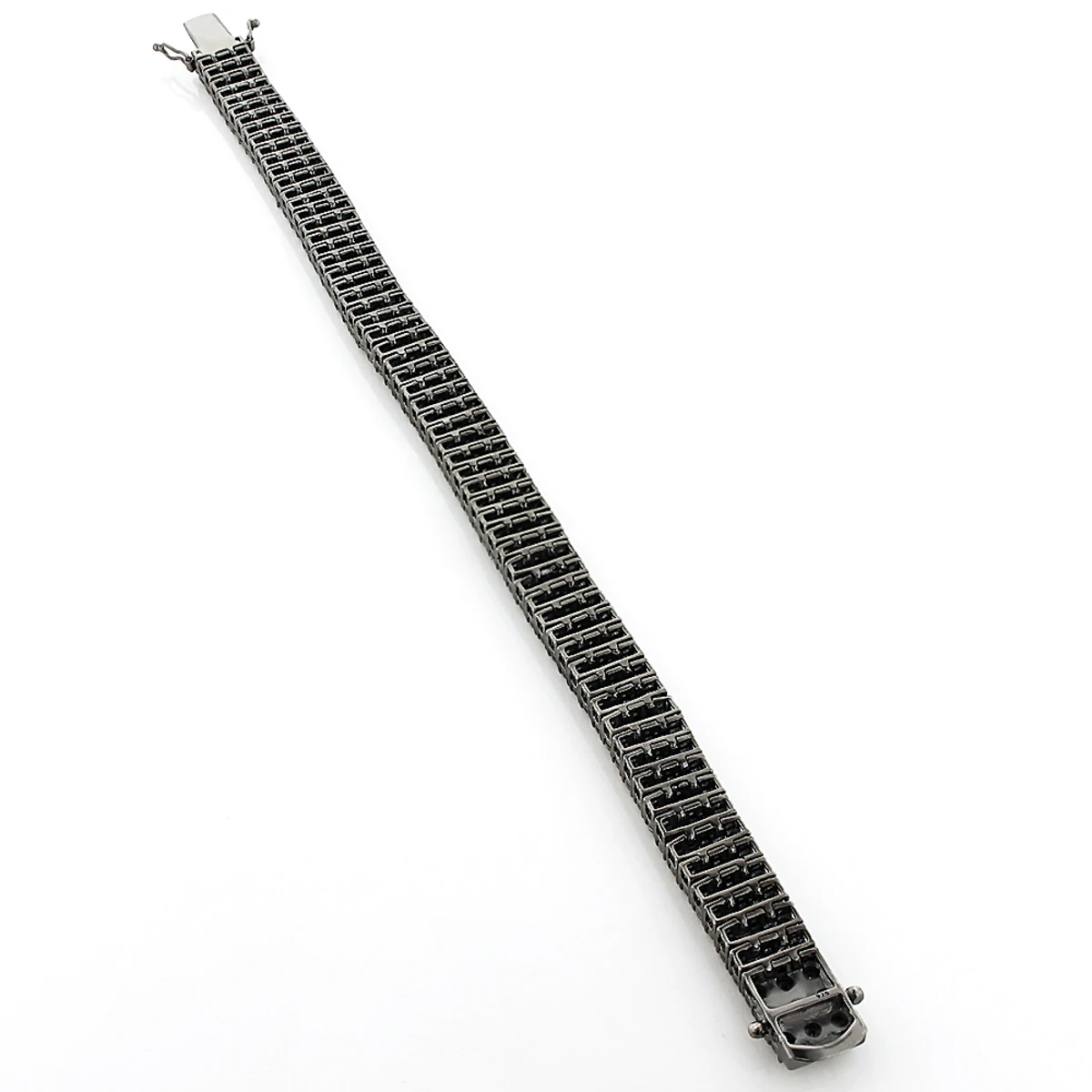 Men's 3 Row Black Diamond Bracelet 0.5ct In Sterling Silver 4 Men's 3 Row Black Diamond Bracelet 0.5ct In Sterling Silver - Image 2