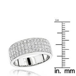 Men's 4 Row Diamond Wedding Band 1.39ct 14K White Gold -Its Hot Jewelry Shop mens 4 row diamond wedding band 139ct 14k gold p 44417 rulerwh