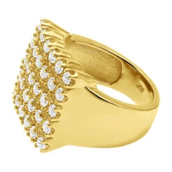 Men's 5 Row Diamond Ring W Round Diamonds 1.32ct -Its Hot Jewelry Shop mens 5 row diamond ring w round diamonds 132ct p 5910 back yellow