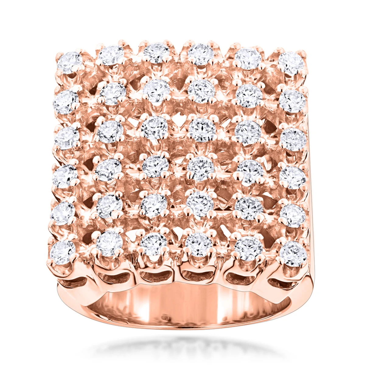 Men's 6 Row Diamond Ring W Round Diamonds 1.98ct 5 Men's 6 Row Diamond Ring W Round Diamonds 1.98ct - Image 3