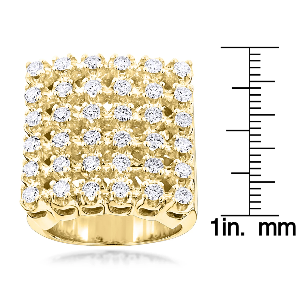 Men's 6 Row Diamond Ring W Round Diamonds 1.98ct 8 Men's 6 Row Diamond Ring W Round Diamonds 1.98ct - Image 6