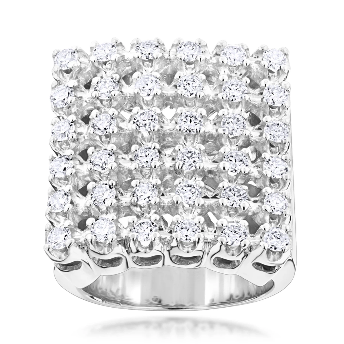 Men's 6 Row Diamond Ring W Round Diamonds 1.98ct 3 Men's 6 Row Diamond Ring W Round Diamonds 1.98ct