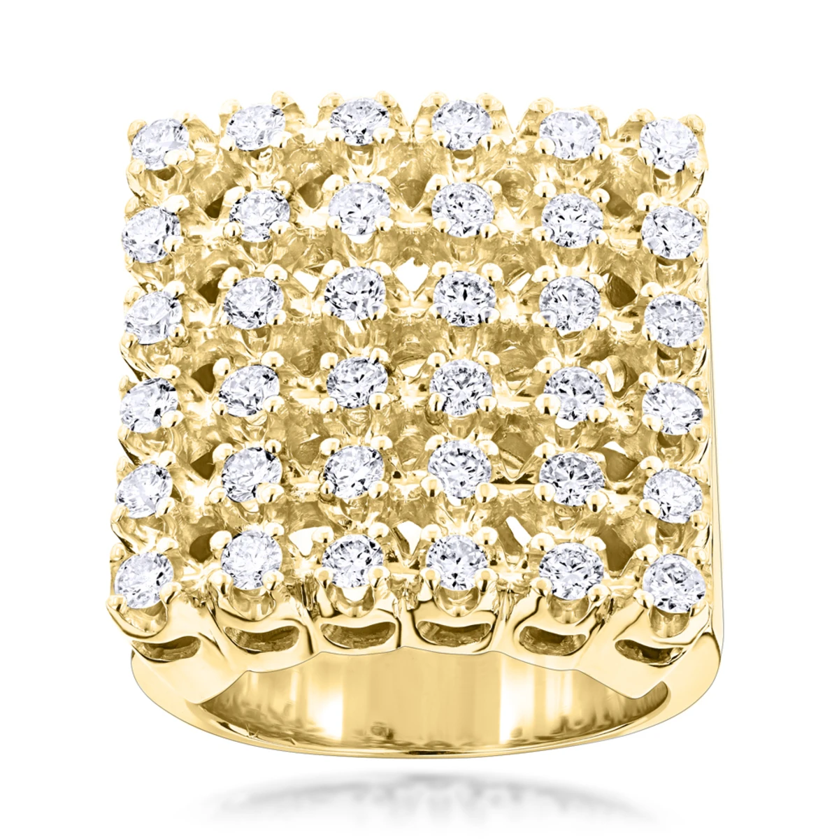 Men's 6 Row Diamond Ring W Round Diamonds 1.98ct 4 Men's 6 Row Diamond Ring W Round Diamonds 1.98ct - Image 2