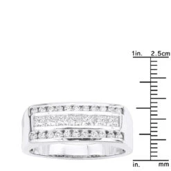 VS Round & Princess Cut Diamond Wedding Ring For Men 14K White Gold Anniversary Band 1.5ct 13 VS Round & Princess Cut Diamond Wedding Ring For Men 14K White Gold Anniversary Band 1.5ct -Its Hot Jewelry Shop mens anniversary ring vs round princess cut diamond wedding band 14k gold 15ct 010199 p rulerwh