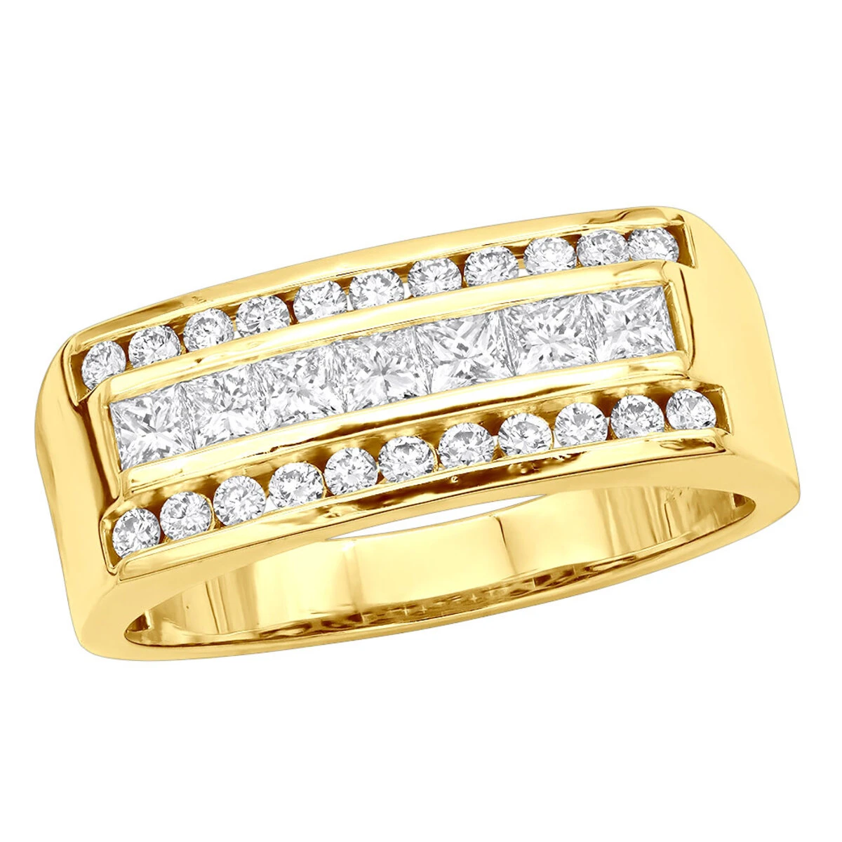 VS Round & Princess Cut Diamond Wedding Ring For Men 14K White Gold Anniversary Band 1.5ct 4 VS Round & Princess Cut Diamond Wedding Ring For Men 14K White Gold Anniversary Band 1.5ct - Image 2