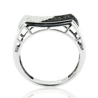 Men's Black And White Diamond Pinky Ring 0.30ct Sterling Silver 4 Men's Black And White Diamond Pinky Ring 0.30ct Sterling Silver - Image 2