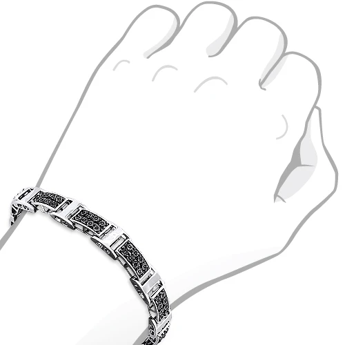 Men's Black Diamond Bracelet 0.3ct Sterling Silver 4 Men's Black Diamond Bracelet 0.3ct Sterling Silver - Image 2