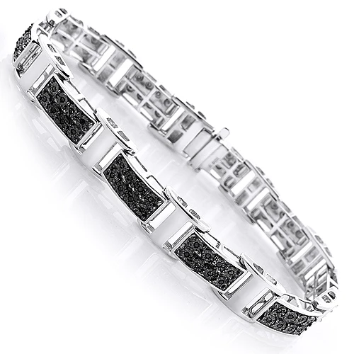 Men's Black Diamond Bracelet 0.3ct Sterling Silver 3 Men's Black Diamond Bracelet 0.3ct Sterling Silver