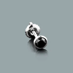 Men's Black Diamond Earring 0.40ct 14K White Gold Stud
