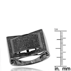 Men's Black Diamond Ring 0.55ct 10K Black Plated Gold -Its Hot Jewelry Shop mens black diamond ring 066ct 10k p 42277 ruler