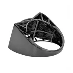 Men's Black Diamond Ring 0.55ct 10K Black Plated Gold -Its Hot Jewelry Shop mens black diamond ring 066ct 10k p 42277back