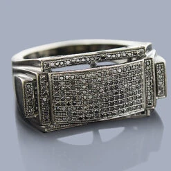 Men's Black Diamond Ring 10K Black Plated Gold 0.53ct