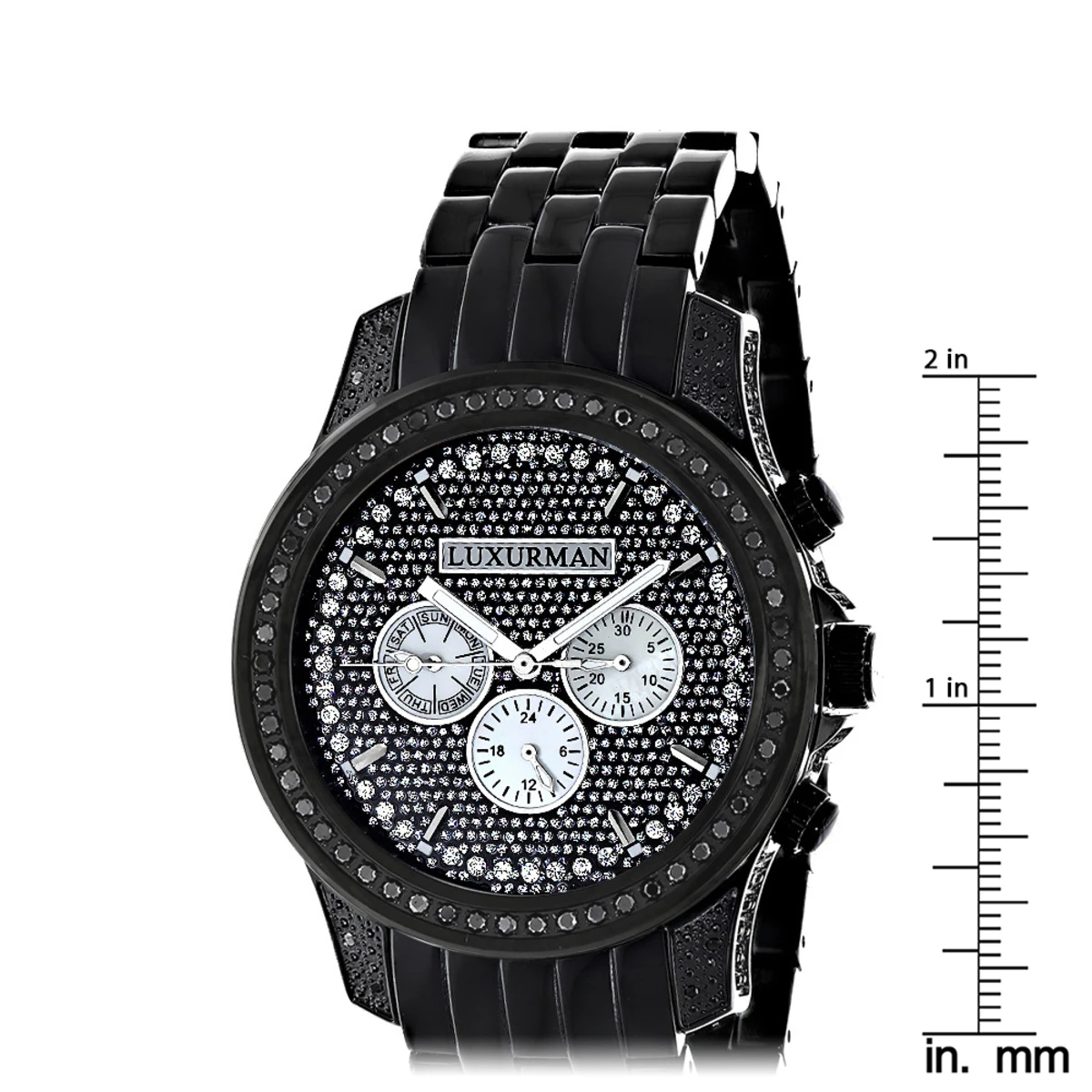 Luxurman Designer Men's Black Diamond Watch 2.5 Carats 7 Luxurman Designer Men's Black Diamond Watch 2.5 Carats - Image 5