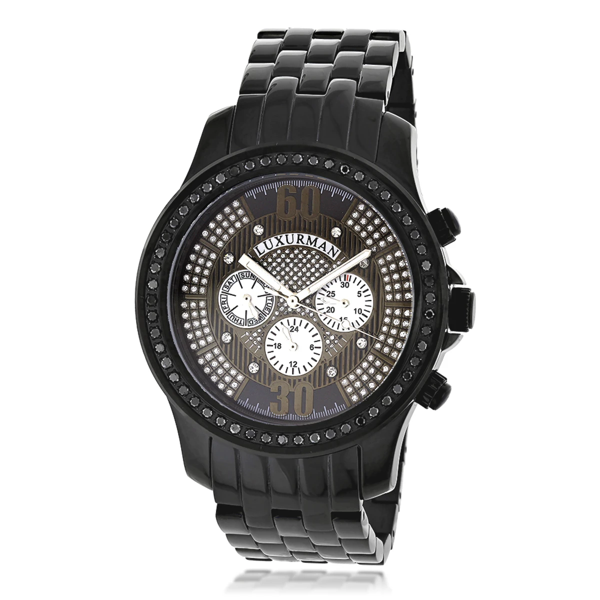 Men's Black Diamond Watch By LUXURMAN 2.25ct 3 Men's Black Diamond Watch By LUXURMAN 2.25ct