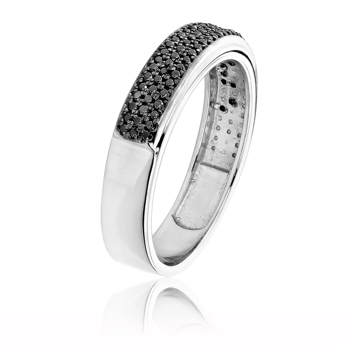 Men's Black Diamond Wedding Band 0.6ct 14K White Gold Pave Diamonds Ring 5 Men's Black Diamond Wedding Band 0.6ct 14K White Gold Pave Diamonds Ring - Image 3