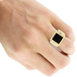 Men's Black Onyx Ring 14K Yellow Gold 11 Men's Black Onyx Ring 14K Yellow Gold -Its Hot Jewelry Shop mens black onyx ring in 14k yellow gold bodye