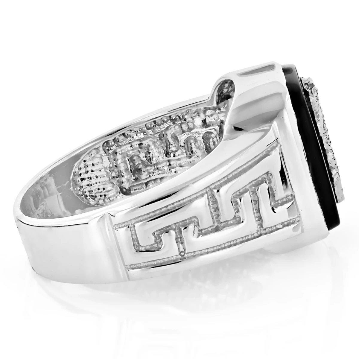 Men's Black Onyx 14K White Gold Men's Leopard Ring 6 Men's Black Onyx 14K White Gold Men's Leopard Ring - Image 4