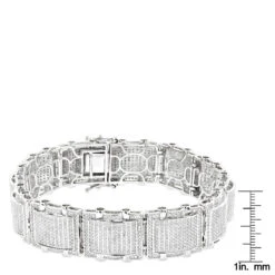 Men's 10K White Gold Pave Diamond Bracelet 5.25ct Bracelet -Its Hot Jewelry Shop mens bracelets 10k gold pave diamond bracelet 525ct rulerwh