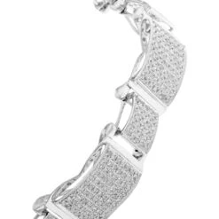 Men's 10K White Gold Pave Diamond Bracelet 4.60ct -Its Hot Jewelry Shop mens bracelets 10k pave diamond bracelet 460ct p 38808back