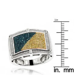 Men's Color Diamond Ring 0.61ct Sterling Silver -Its Hot Jewelry Shop mens color diamond ring 061ct sterling silver p 47453 ruler