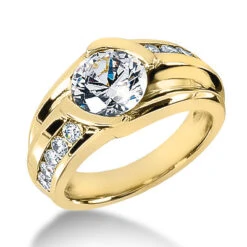 Men's Designer Diamond Ring 1.5 Carat 18K Yellow Gold G/VS Diamonds By Luxurman