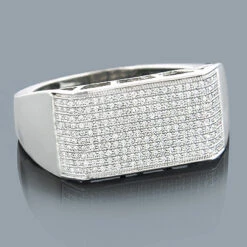 Men's Diamond Bands 14K White Gold Diamond Ring 0.64ct