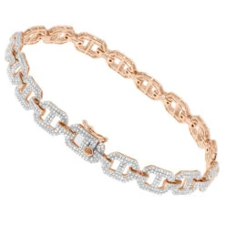 Men's Diamond Bracelet 10K Yellow Gold Mariner Chain Style 3.5 Carats -Its Hot Jewelry Shop mens diamond bracelet solid 10k gold mariner chain style 35 carats 407170 rose 1686359585