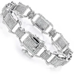 Men's Diamond 10K Yellow Gold 3.29ct Bracelet -Its Hot Jewelry Shop mens diamond bracelets 10k gold 329ct p 43623 back