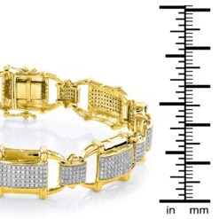 Men's Diamond 10K Yellow Gold 3.29ct Bracelet -Its Hot Jewelry Shop mens diamond bracelets 10k gold 329ct p 43623 boxye