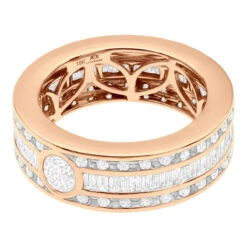 Men's Diamond Eternity Band 18K Yellow Gold Ring Baguette & Round Diamonds 4.5ct -Its Hot Jewelry Shop mens diamond eternity band 18k gold ring baguette round diamonds 45ct 100659 back rose