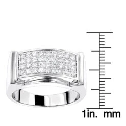 Men's Diamond 14K White Gold Ring By Luxurman 0.8ct Wedding Band -Its Hot Jewelry Shop mens diamond gold ring by luxurman 08ct 14k wedding band rulerwh
