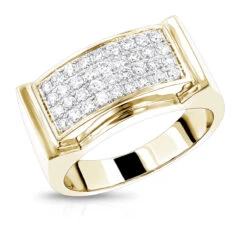 Men's Diamond 14K White Gold Ring By Luxurman 0.8ct Wedding Band -Its Hot Jewelry Shop mens diamond gold ring by luxurman 08ct 14k wedding band ye